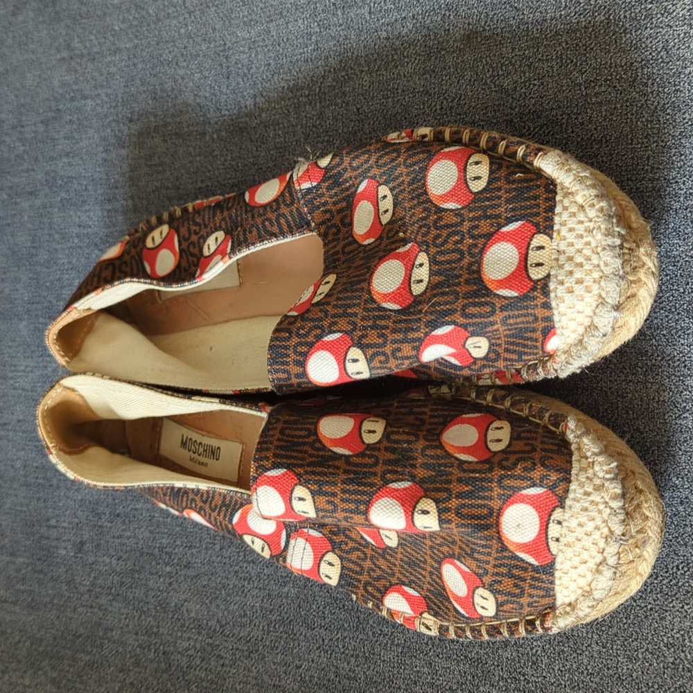 SS16 Moschino Couture X Jeremy Scott Super Mario Mushroom Canvas Espadrilles